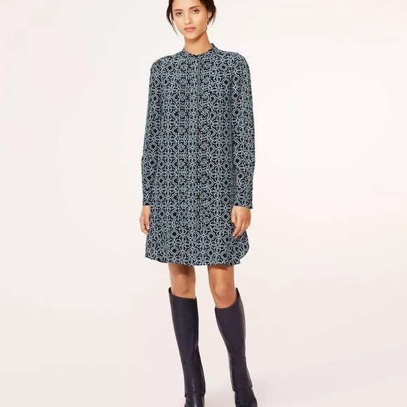 Tory Burch Massey Silk Shirt Dress Black Pompidou Tunic , Size Medium - Picture 1 of 8